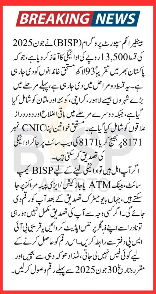 BISP 8171 June 2025 Payment Check by CNIC Using Up to Date Method